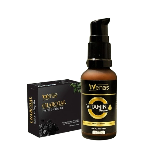 Deep Detox & Glow Combo – Charcoal Herbal Soap & Vitamin C Serum